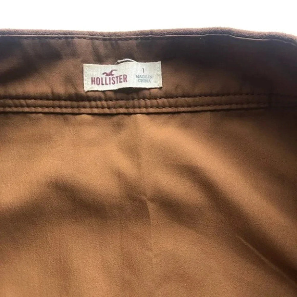 Hollister Brown Suede Button Down Mini Skirt Size 1 - Picture 5 of 7